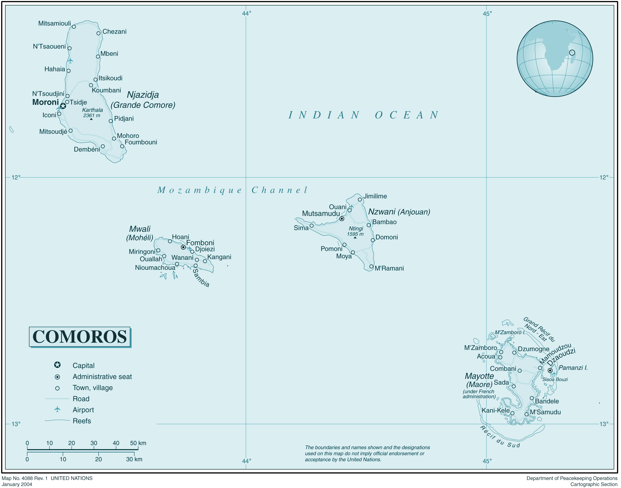 Коморские острова на карте. Коморские острова на карте Африки. Союз Коморских островов на карте мира. Остров Морони карта.